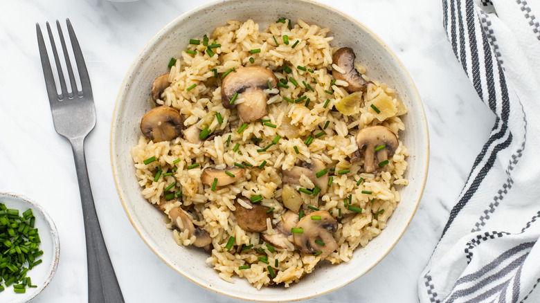 mushroom rice in dish