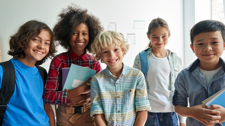 group of school children smiling