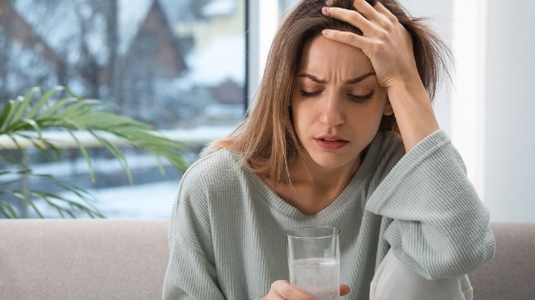 woman with hangover