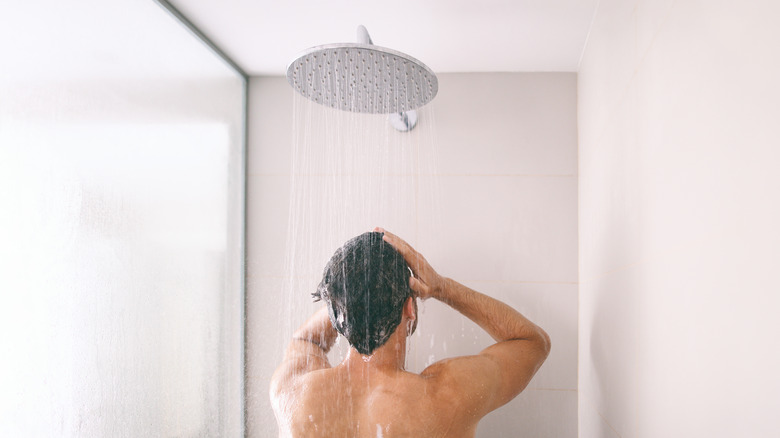 Man showering