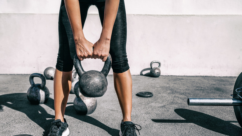 Woman lifting weights