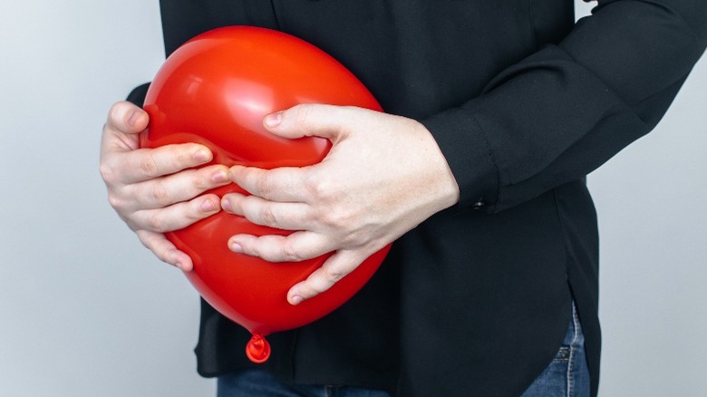 conceptual photo of bloating 