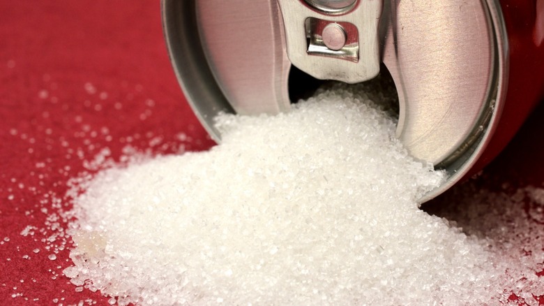 soda with sugar pouring out