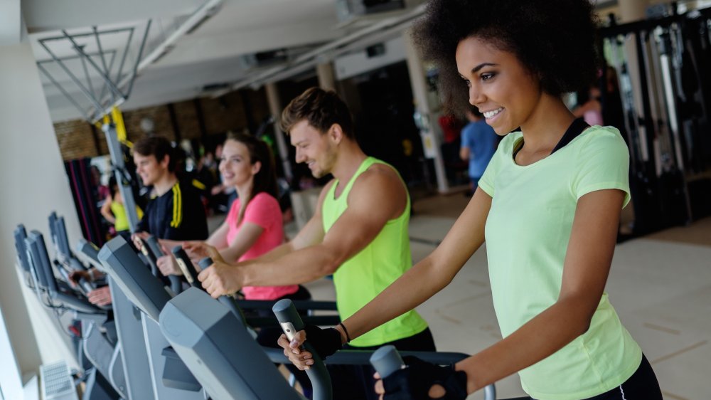 closeup of elliptical trainer