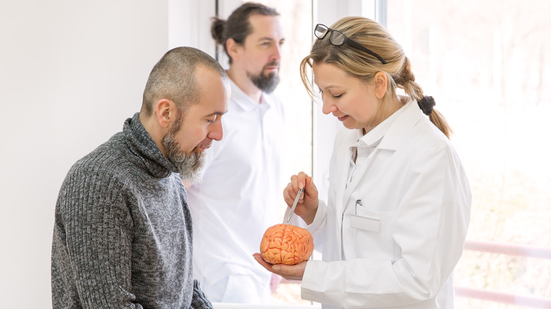 Patient talking to doctor