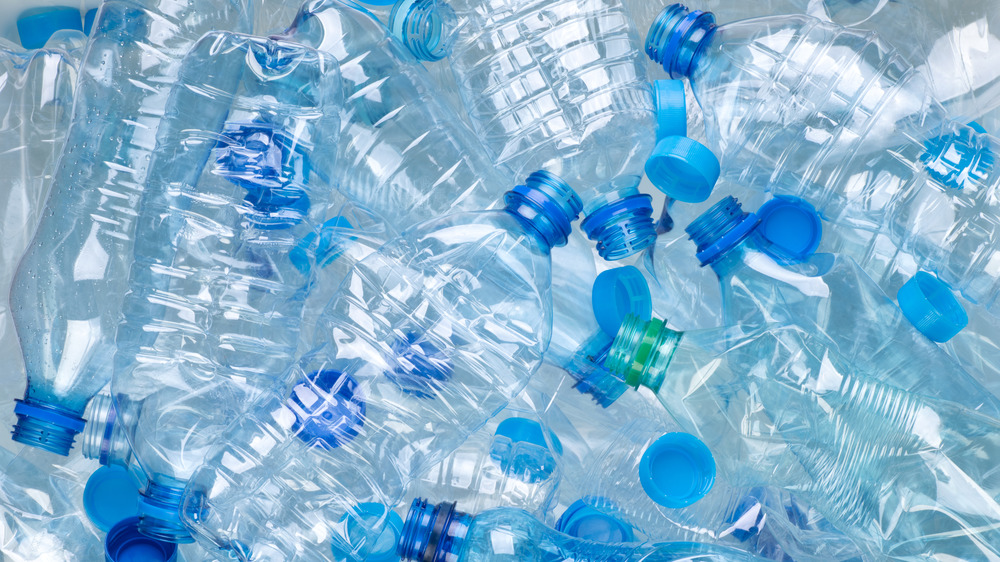 Clear plastic water bottles