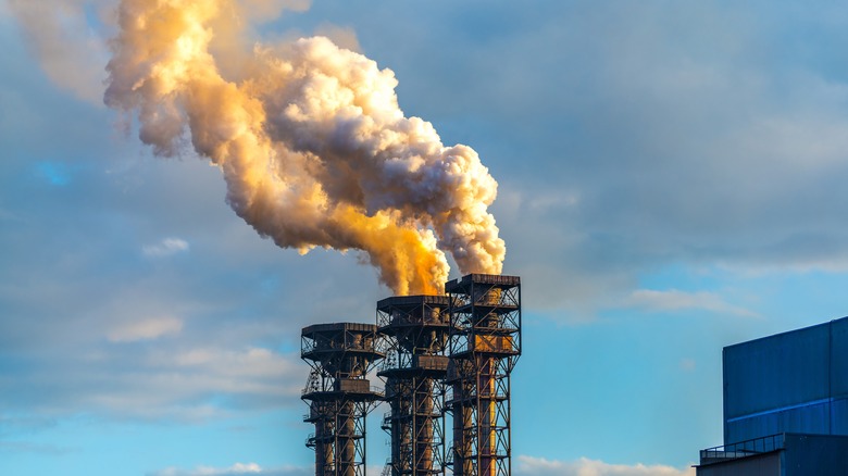 Smoke rising from a factory