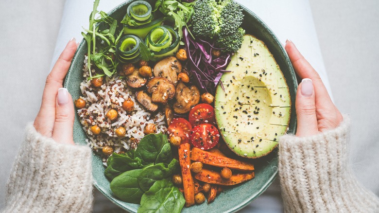Bowl filled with grilled vegetables