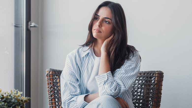 Woman looking stressed out