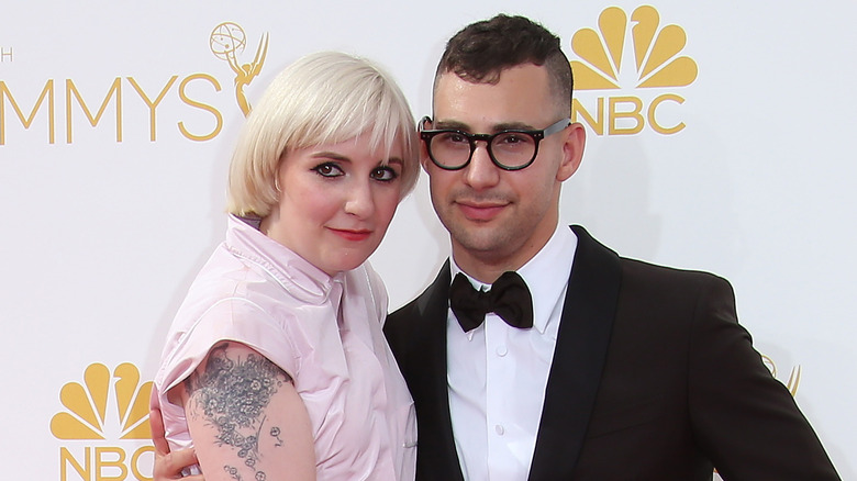 Jack Antonoff and Lena Dunham smiling