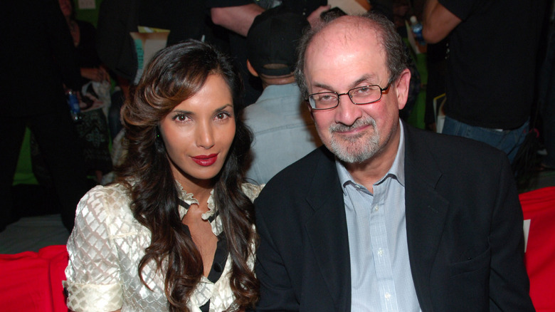 Salman Rushdie and Padma Lakshmi smiling