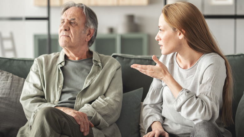 midlife daughter trying to talk to older father