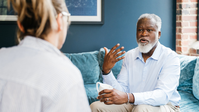 senior male patient in a talk therapy session