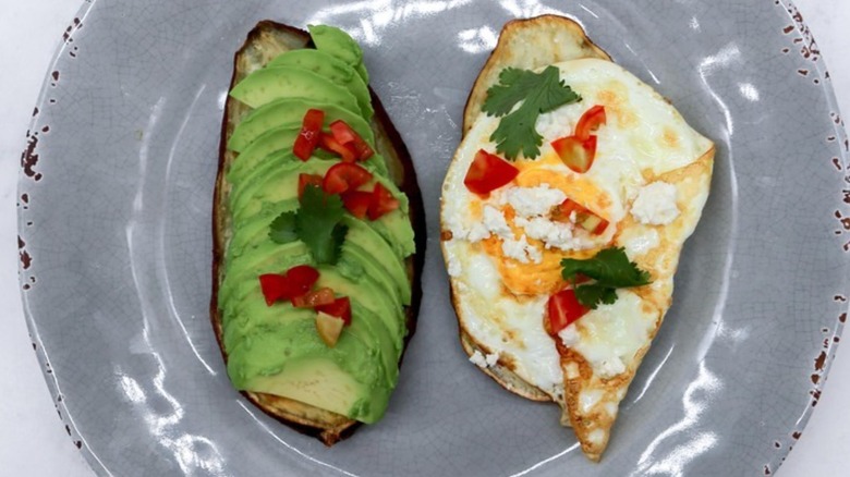 Sweet potato toast with toppings