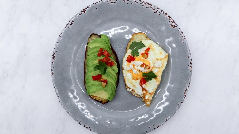 Sweet potato toast with toppings