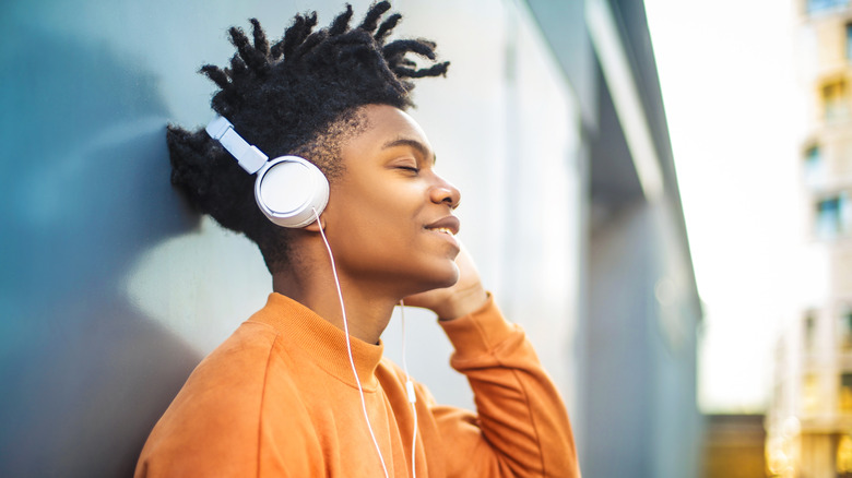 Person wearing headphones