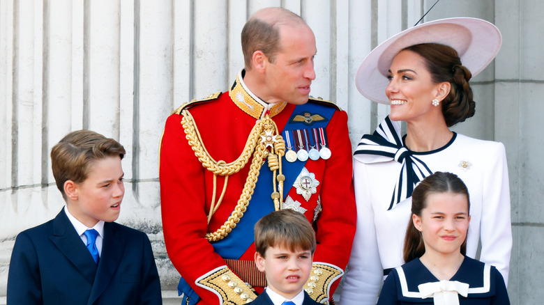 Prince William, Princess Kate, Prince George, Princess Charlotte, and Prince Louis enjoying Trooping the Colour