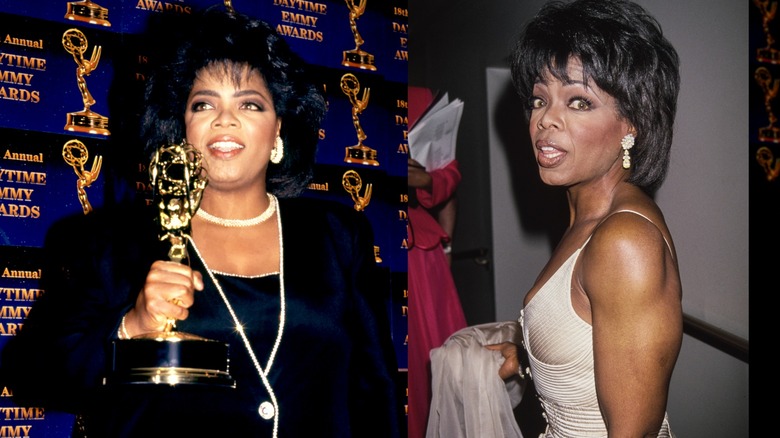 Oprah Winfrey getting an award at a high weight and showing off her weight loss in the 1990s