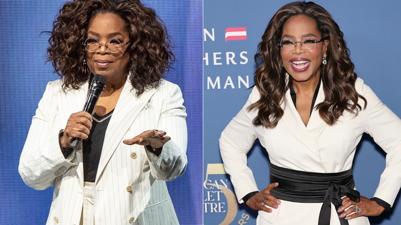 Oprah Winfrey in 2020 and showing off some weight loss in 2025