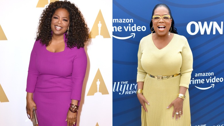 Oprah Winfrey smaller in 2015 and then after gaining pounds by 2019