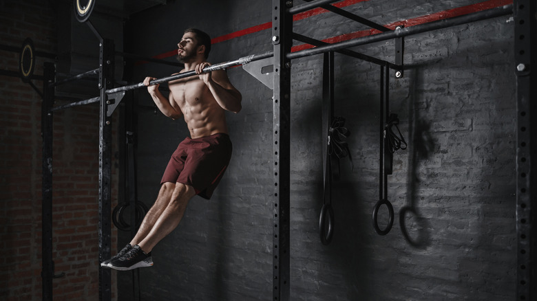 A man performing calisthenics