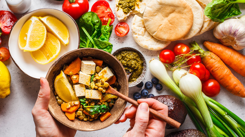 An array of plant-based food