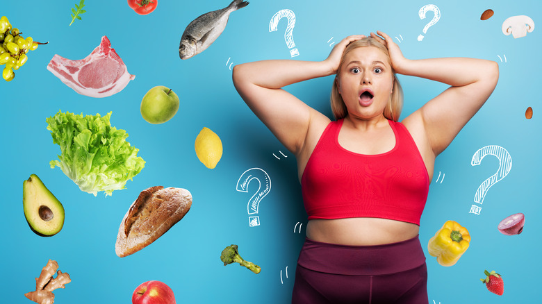 woman overwhelmed by diet choice
