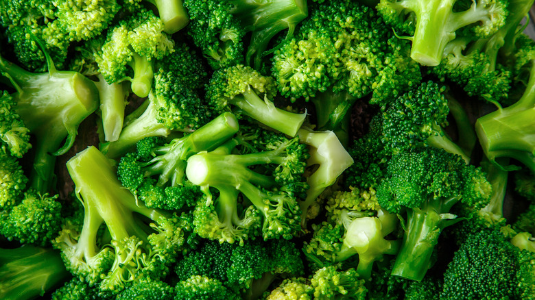 close up of chopped broccoli florets