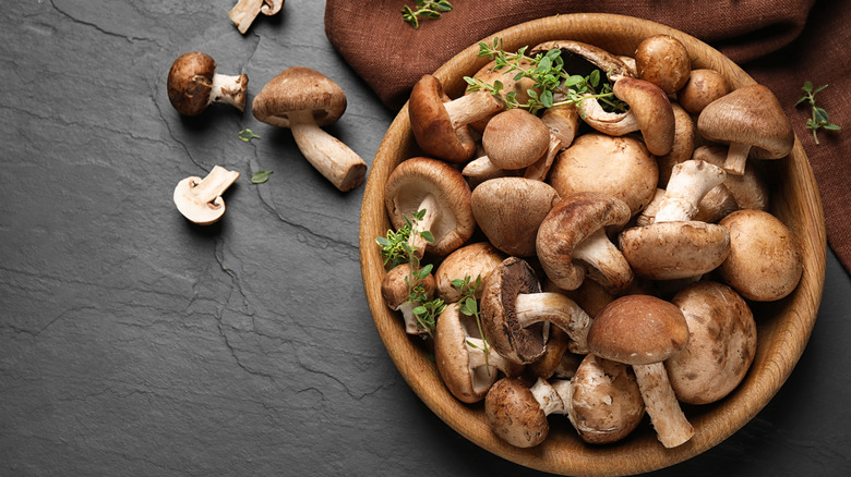 bowl full of mushrooms on a table