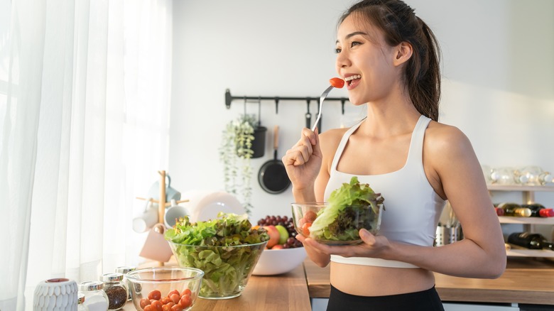 woman having a salad