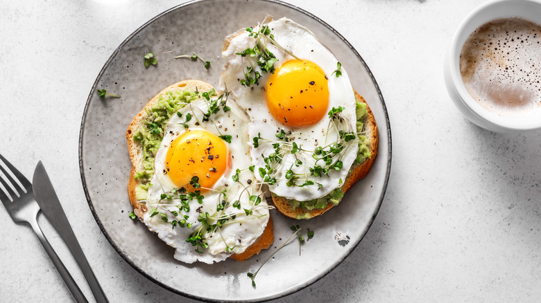 healthy breakfast with eggs on toast