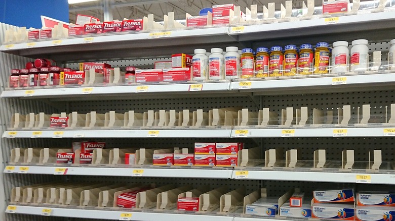 pharmacy with empty shelves