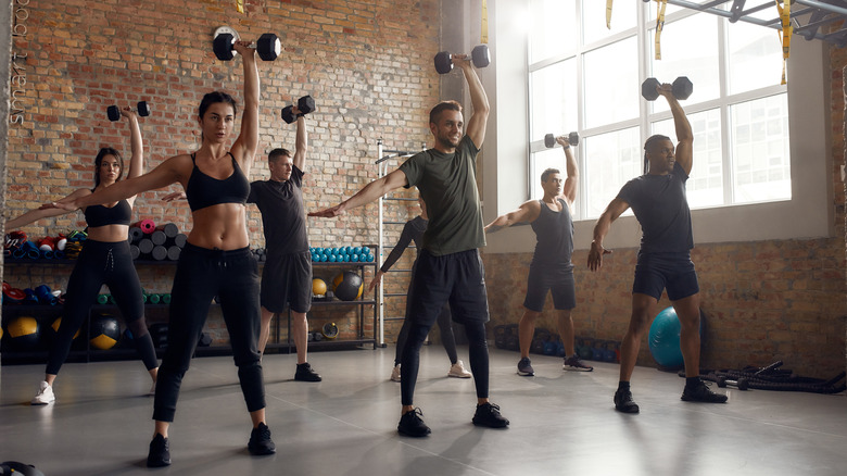 people working out in gym