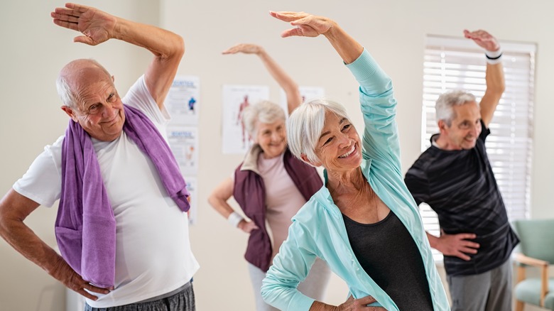 Older adults stretching 