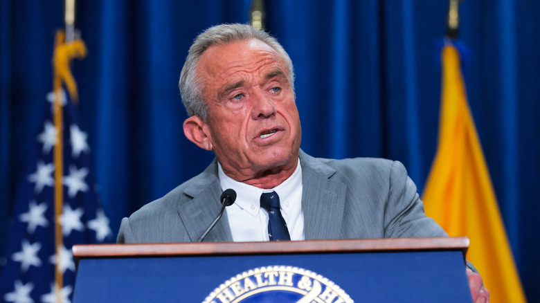 Secretary of Health and Human Services Robert F. Kennedy Jr. speaking during a policy announcement event at the U.S. Department of Health and Human Services
