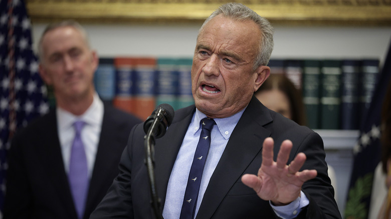 Health Secretary Robert F. Kennedy Jr. speaking during an event with U.S. President Donald Trump in the Roosevelt Room of the White House