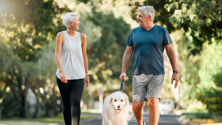 Older couple walking