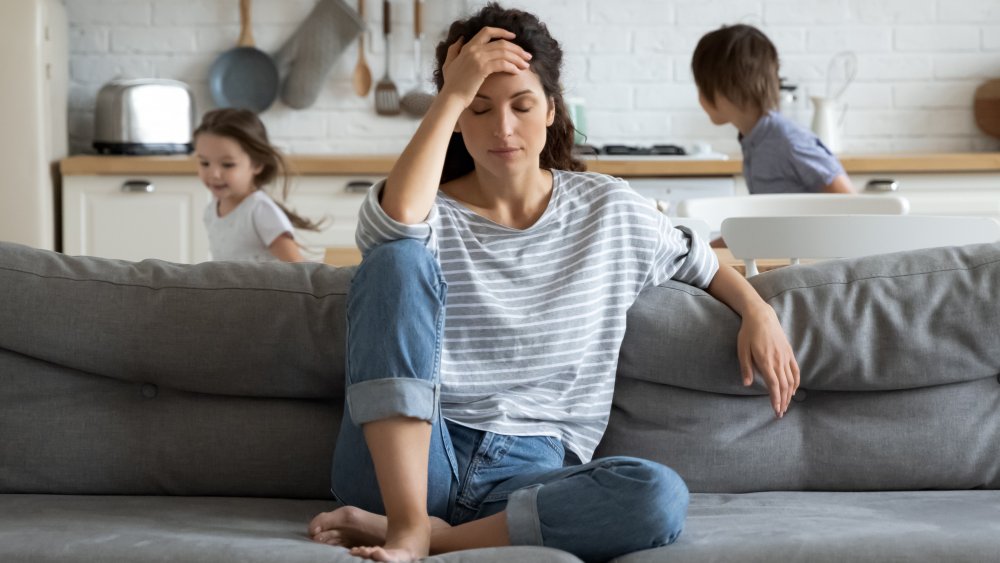 stressed out mom on couch