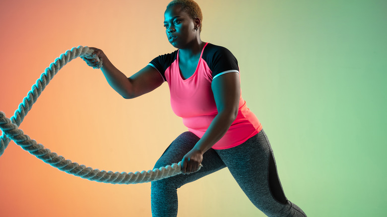 woman working with ropes