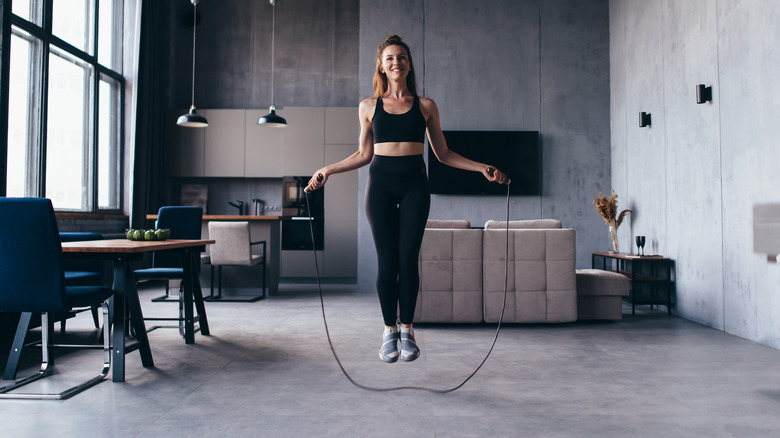 Woman jumping rope