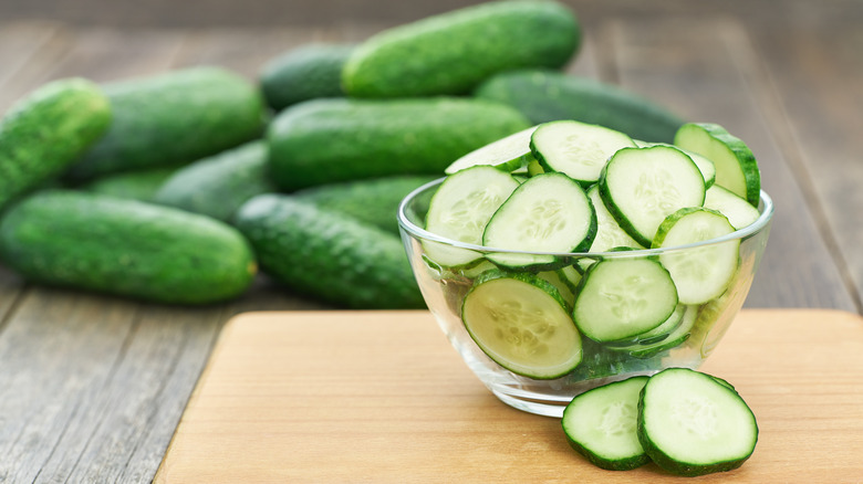 Bowl of cucumber slices