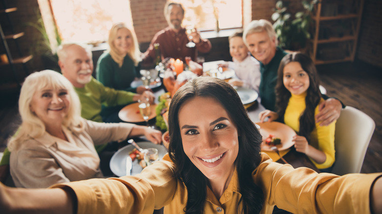 Self-portrait of cheerful family gathering