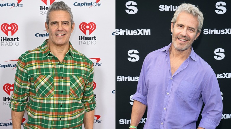 Side-by-side photos showing Andy Cohen's weight loss