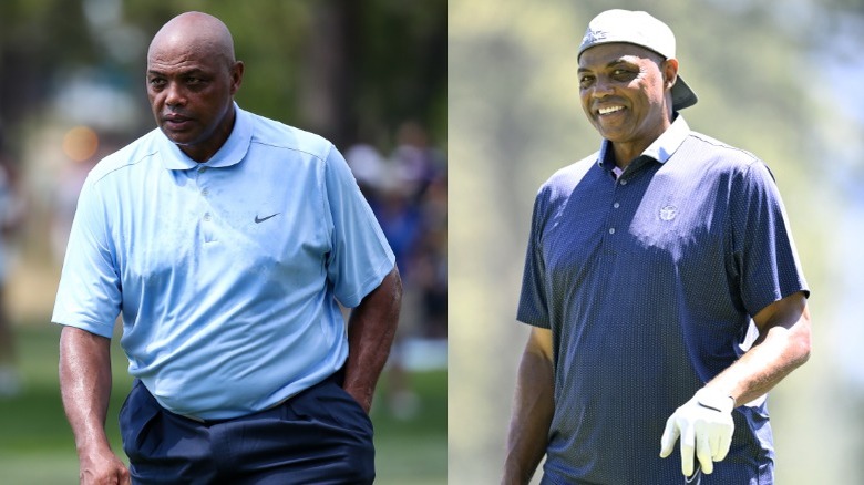 Side-by-side photos showing Charles Barkley's weight loss