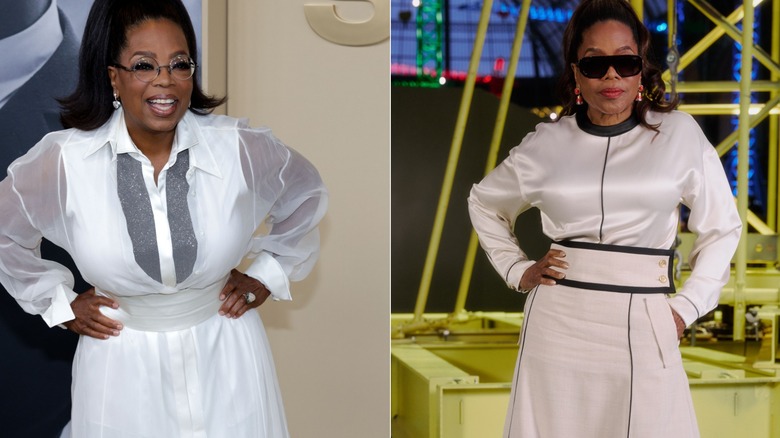 Oprah Winfrey before losing weight with a GLP-1 and after her weight loss