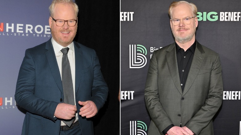 Jim Gaffigan weight loss with GLP-1 in side by side pictures
