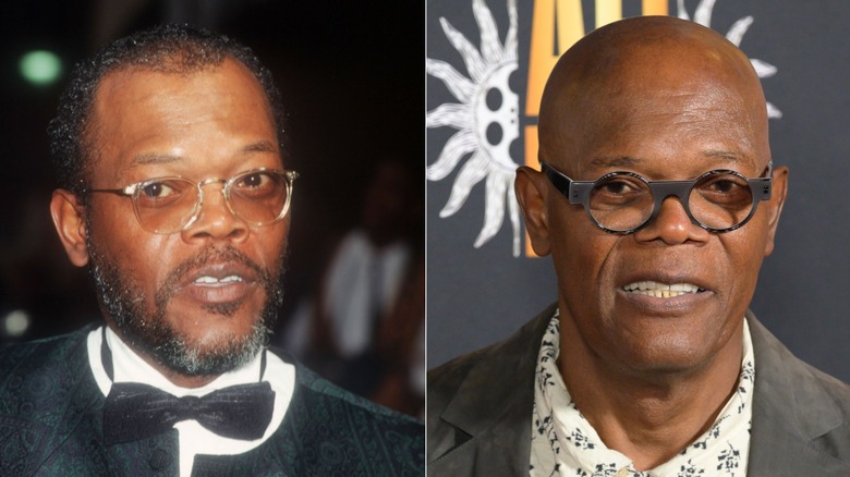 Side-by-side photos showing Samuel L. Jackson's hair loss