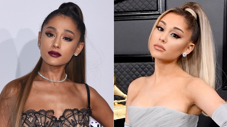 Side-by-side photos showing Ariana Grande before and after using Botox