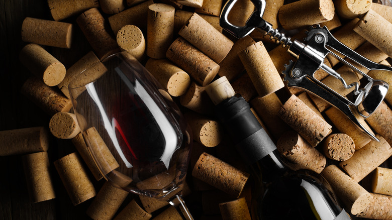red wine and corks