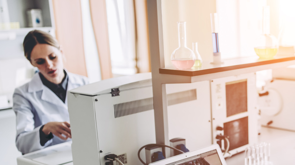 Female scientist working
